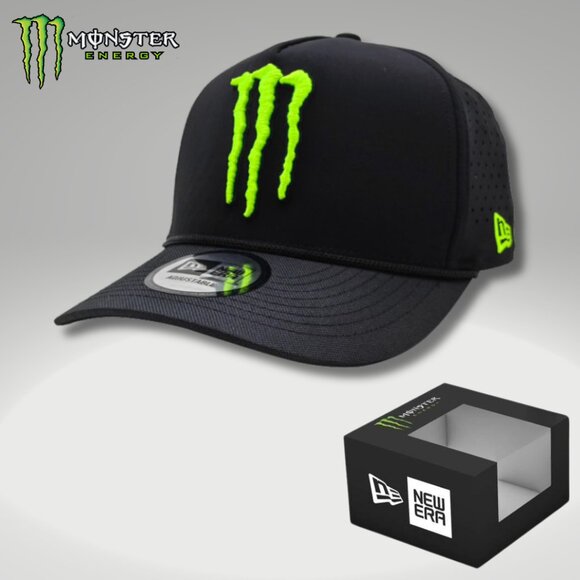 Hat Snapback New Era Black Ventilated Black Rope Adjustable Box & Sticker - Picture 1 of 5